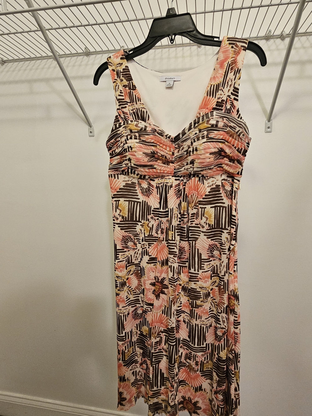 Dress by Perceptions Print Patterned  Sleeveless V-Neck Knee Length Dress